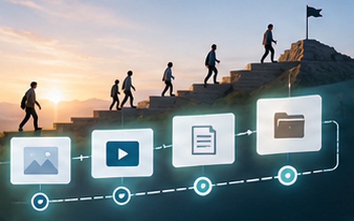 Course content moving through staged LMS migration milestones